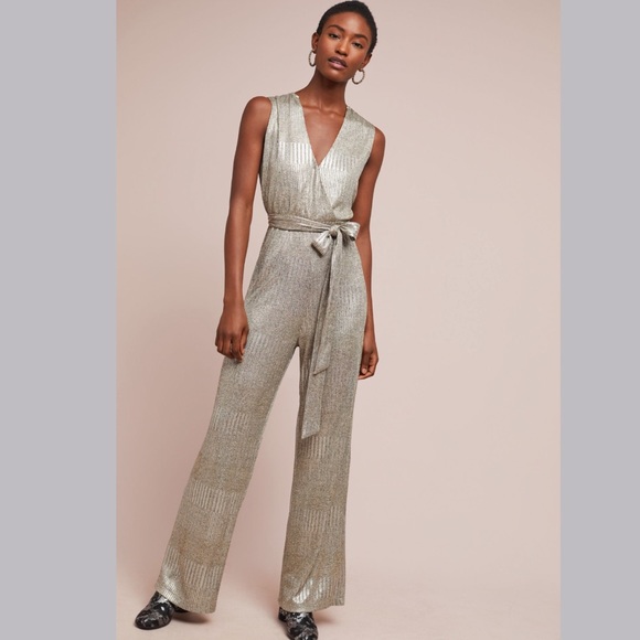 metallic jumpsuit silver
